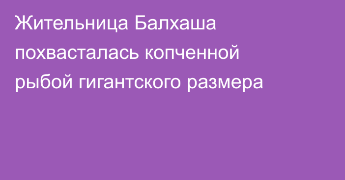 Жительница Балхаша похвасталась копченной рыбой гигантского размера