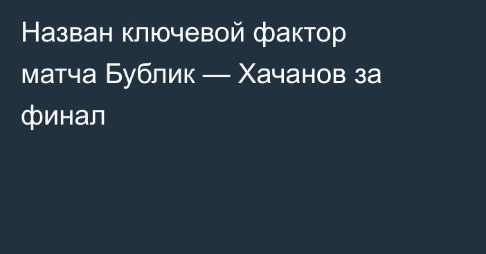 Назван ключевой фактор матча Бублик — Хачанов за финал