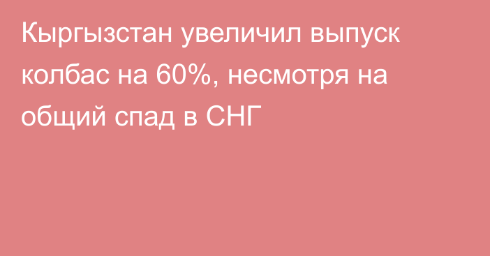 Кыргызстан увеличил выпуск колбас на 60%, несмотря на общий спад в СНГ