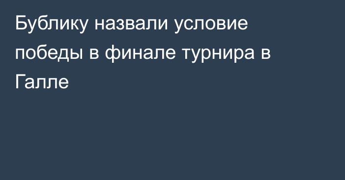Бублику назвали условие победы в финале турнира в Галле