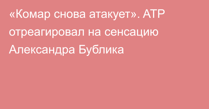 «Комар снова атакует». ATP отреагировал на сенсацию Александра Бублика