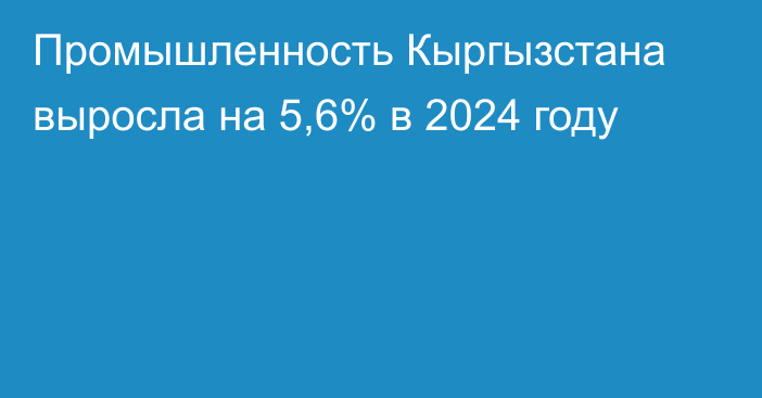 Промышленность Кыргызстана выросла на 5,6% в 2024 году