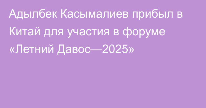 Адылбек Касымалиев прибыл в Китай для участия  в форуме «Летний Давос—2025»