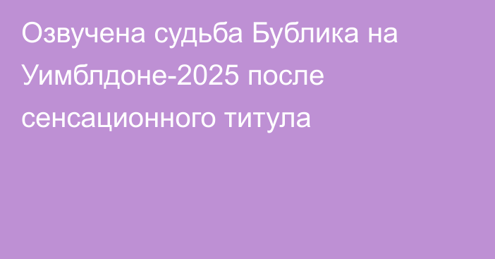 Озвучена судьба Бублика на Уимблдоне-2025 после сенсационного титула