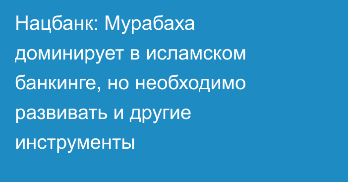 Нацбанк: Мурабаха доминирует в исламском банкинге, но необходимо развивать и другие инструменты