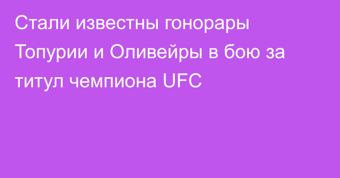 Стали известны гонорары Топурии и Оливейры в бою за титул чемпиона UFC