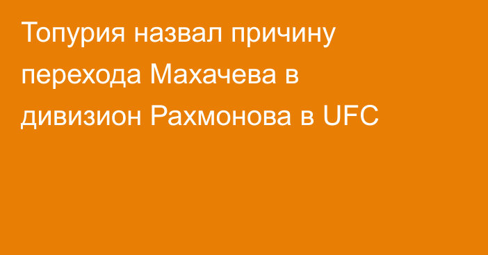 Топурия назвал причину перехода Махачева в дивизион Рахмонова в UFC