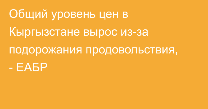 Общий уровень цен в Кыргызстане вырос из-за подорожания продовольствия, - ЕАБР