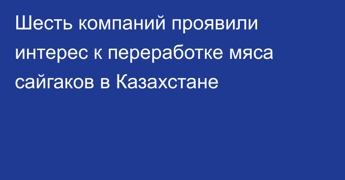 Шесть компаний проявили интерес к переработке мяса сайгаков в Казахстане
