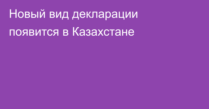 Новый вид декларации появится в Казахстане