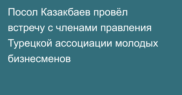 Посол Казакбаев провёл встречу с членами правления Турецкой ассоциации молодых бизнесменов