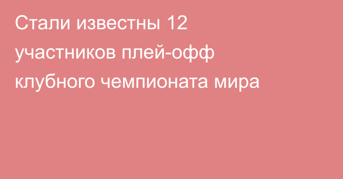 Стали известны 12 участников плей-офф клубного чемпионата мира