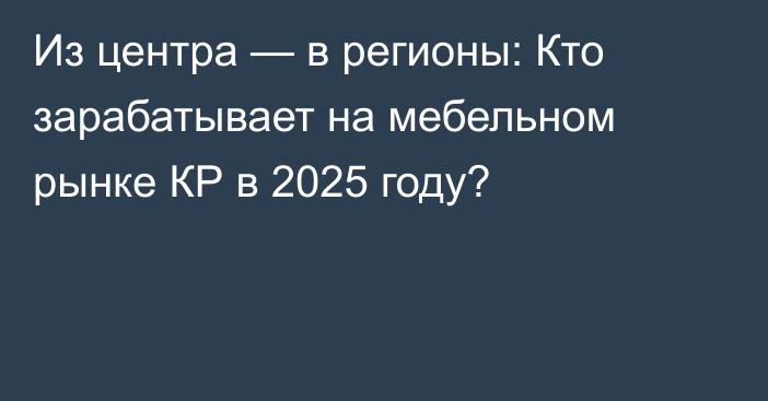 Из центра — в регионы: Кто зарабатывает на мебельном рынке КР в 2025 году?