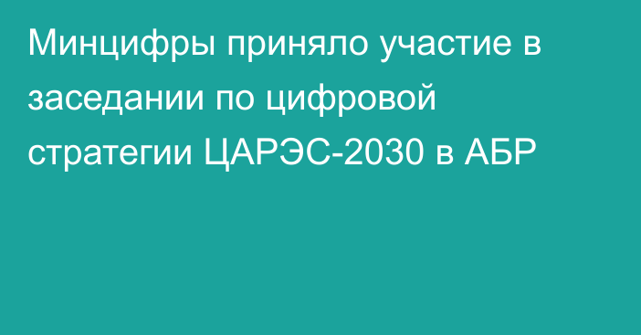 Минцифры приняло участие в заседании по цифровой стратегии ЦАРЭС-2030 в АБР