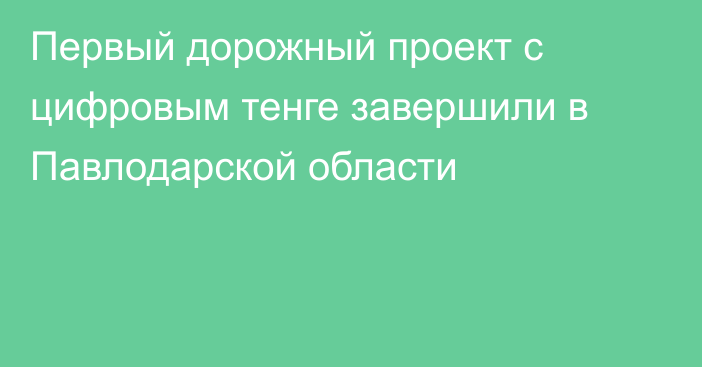 Первый дорожный проект с цифровым тенге завершили в Павлодарской области