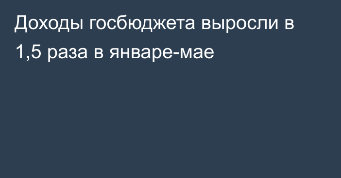 Доходы госбюджета выросли в 1,5 раза в январе-мае