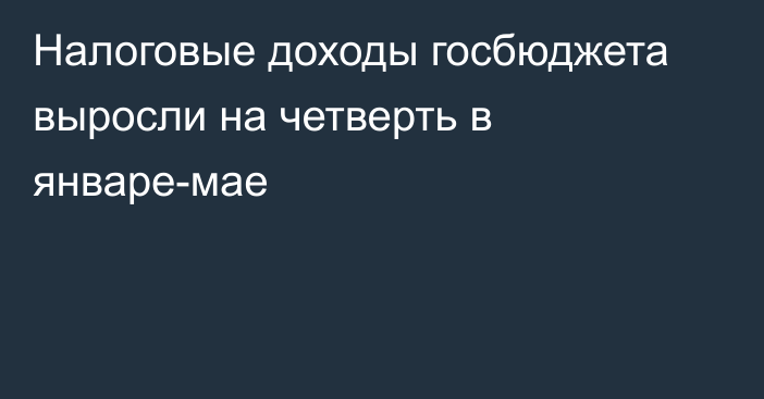 Налоговые доходы госбюджета выросли на четверть в январе-мае