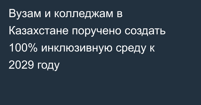 Вузам и колледжам в Казахстане поручено создать 100% инклюзивную среду к 2029 году