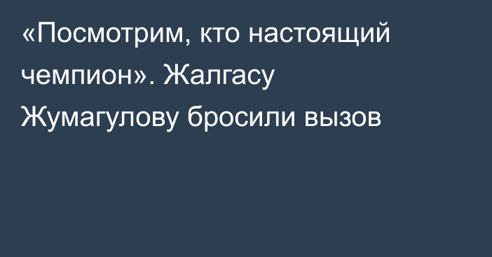 «Посмотрим, кто настоящий чемпион». Жалгасу Жумагулову бросили вызов