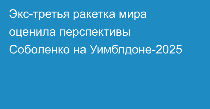 Экс-третья ракетка мира оценила перспективы Соболенко на Уимблдоне-2025