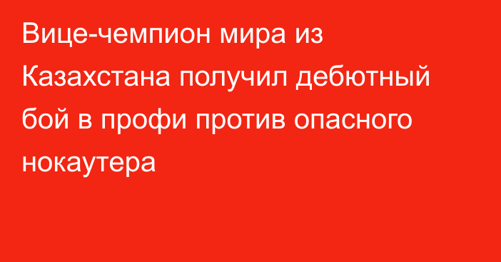 Вице-чемпион мира из Казахстана получил дебютный бой в профи против опасного нокаутера