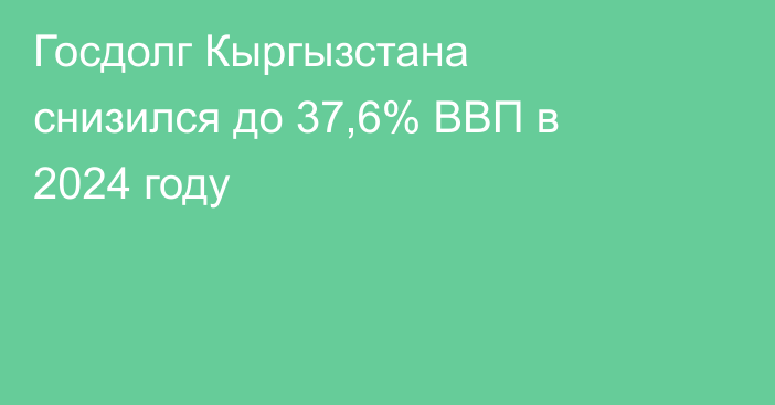 Госдолг Кыргызстана снизился до 37,6% ВВП в 2024 году