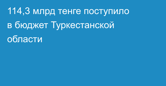 114,3 млрд тенге поступило в бюджет Туркестанской области