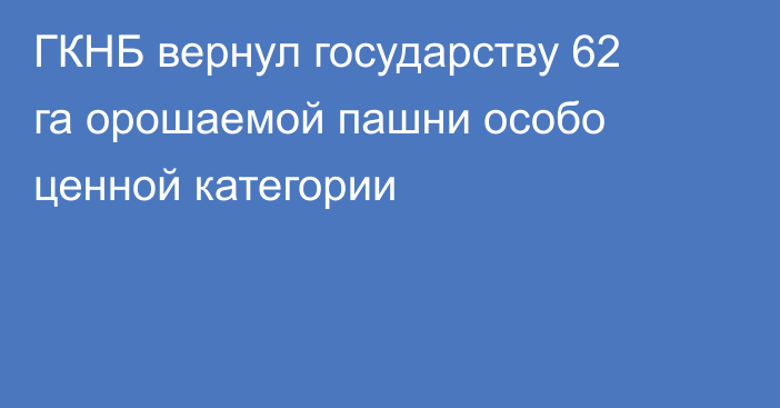 ГКНБ вернул государству 62 га орошаемой пашни особо ценной категории