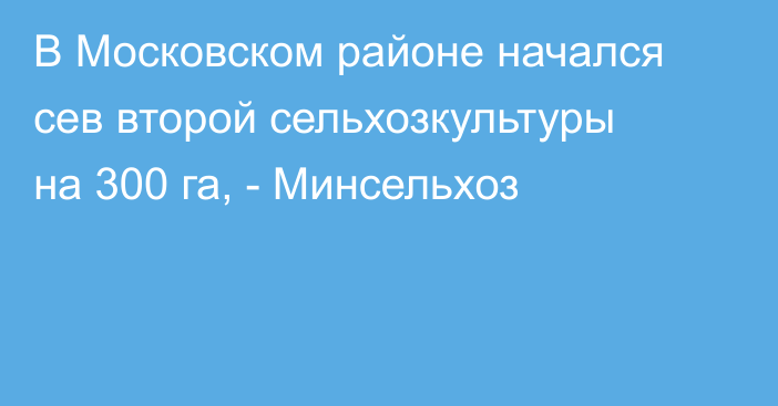 В Московском районе начался сев второй сельхозкультуры на 300 га, - Минсельхоз