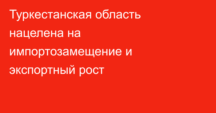 Туркестанская область нацелена на импортозамещение и экспортный рост