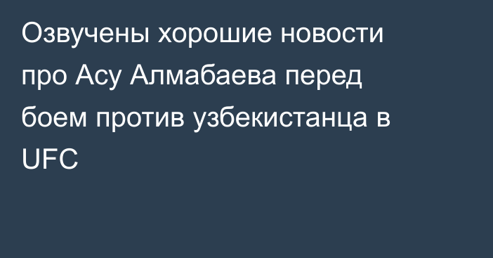 Озвучены хорошие новости про Асу Алмабаева перед боем против узбекистанца в UFC