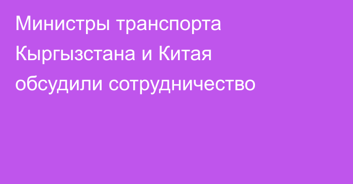 Министры транспорта Кыргызстана и Китая обсудили сотрудничество