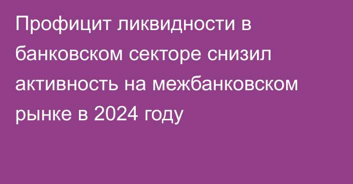 Профицит ликвидности в банковском секторе снизил активность на межбанковском рынке в 2024 году