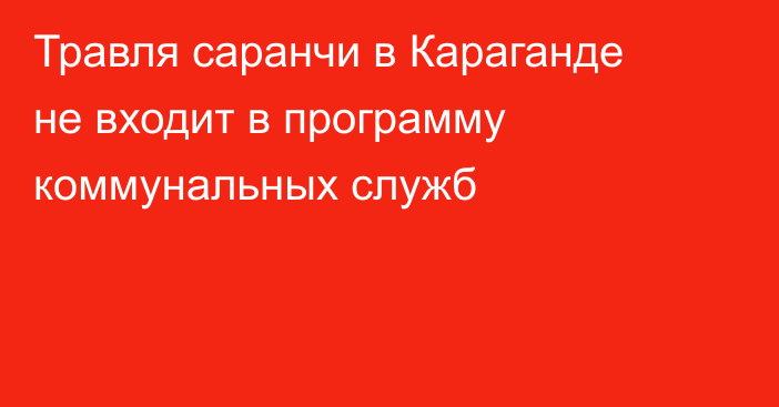 Травля саранчи в Караганде не входит в программу коммунальных служб