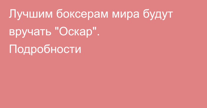 Лучшим боксерам мира будут вручать 