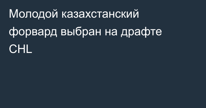 Молодой казахстанский форвард выбран на драфте CHL