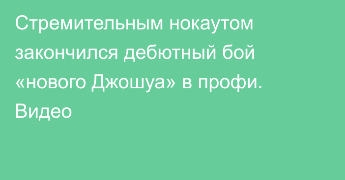Стремительным нокаутом закончился дебютный бой «нового Джошуа» в профи. Видео