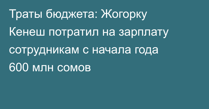 Траты бюджета: Жогорку Кенеш потратил на зарплату сотрудникам с начала года 600 млн сомов