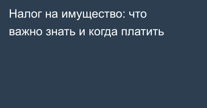 Налог на имущество: что важно знать и когда платить
