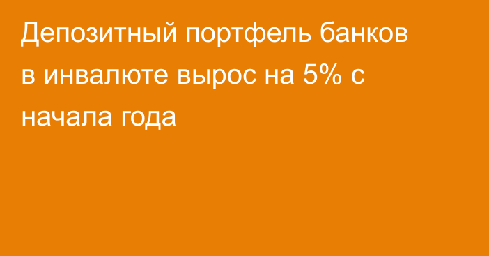 Депозитный портфель банков в инвалюте вырос на 5% с начала года