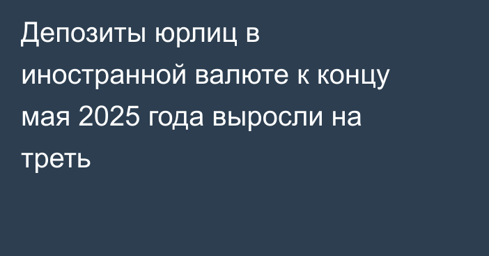 Депозиты юрлиц в иностранной валюте к концу мая 2025 года выросли на треть