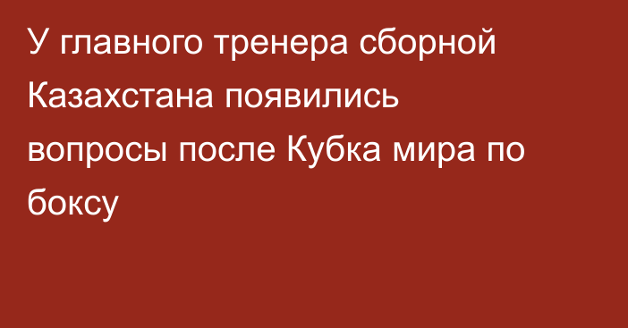 У главного тренера сборной Казахстана появились вопросы после Кубка мира по боксу