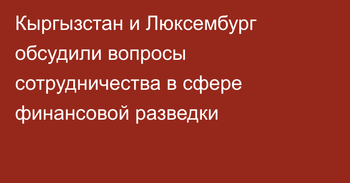Кыргызстан и Люксембург обсудили вопросы сотрудничества в сфере финансовой разведки