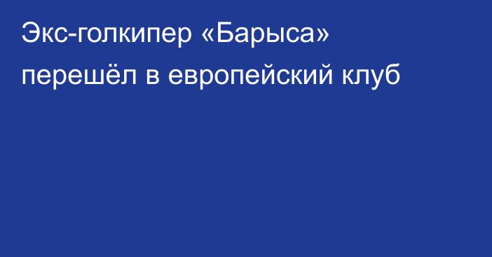 Экс-голкипер «Барыса» перешёл в европейский клуб