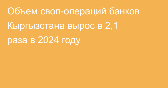 Объем своп-операций банков Кыргызстана вырос в 2,1 раза в 2024 году