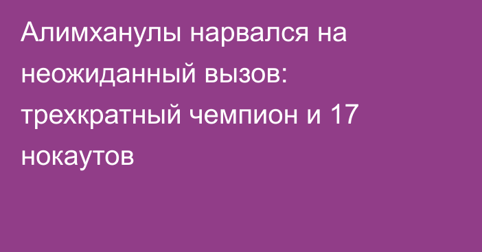 Алимханулы нарвался на неожиданный вызов: трехкратный чемпион и 17 нокаутов