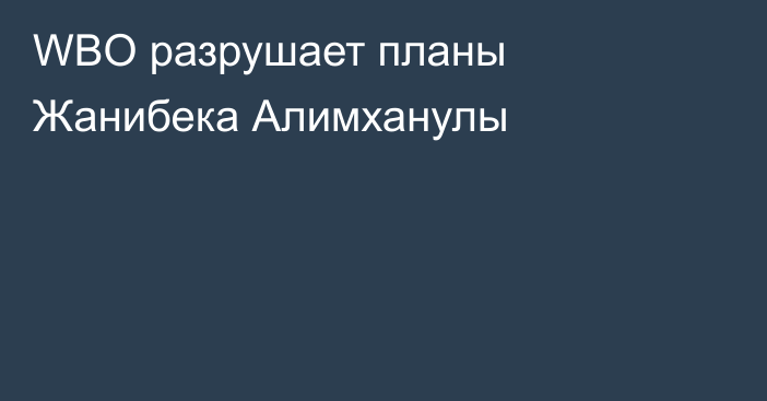WBO разрушает планы Жанибека Алимханулы