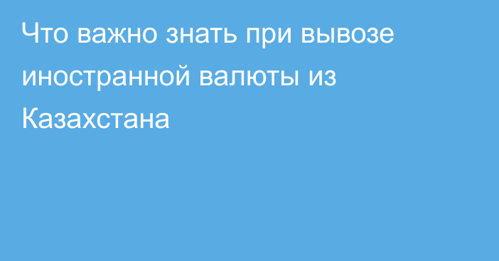Что важно знать при вывозе иностранной валюты из Казахстана