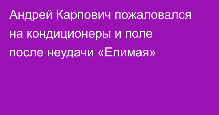Андрей Карпович пожаловался на кондиционеры и поле после неудачи «Елимая»