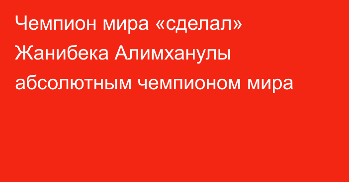 Чемпион мира «сделал» Жанибека Алимханулы абсолютным чемпионом мира